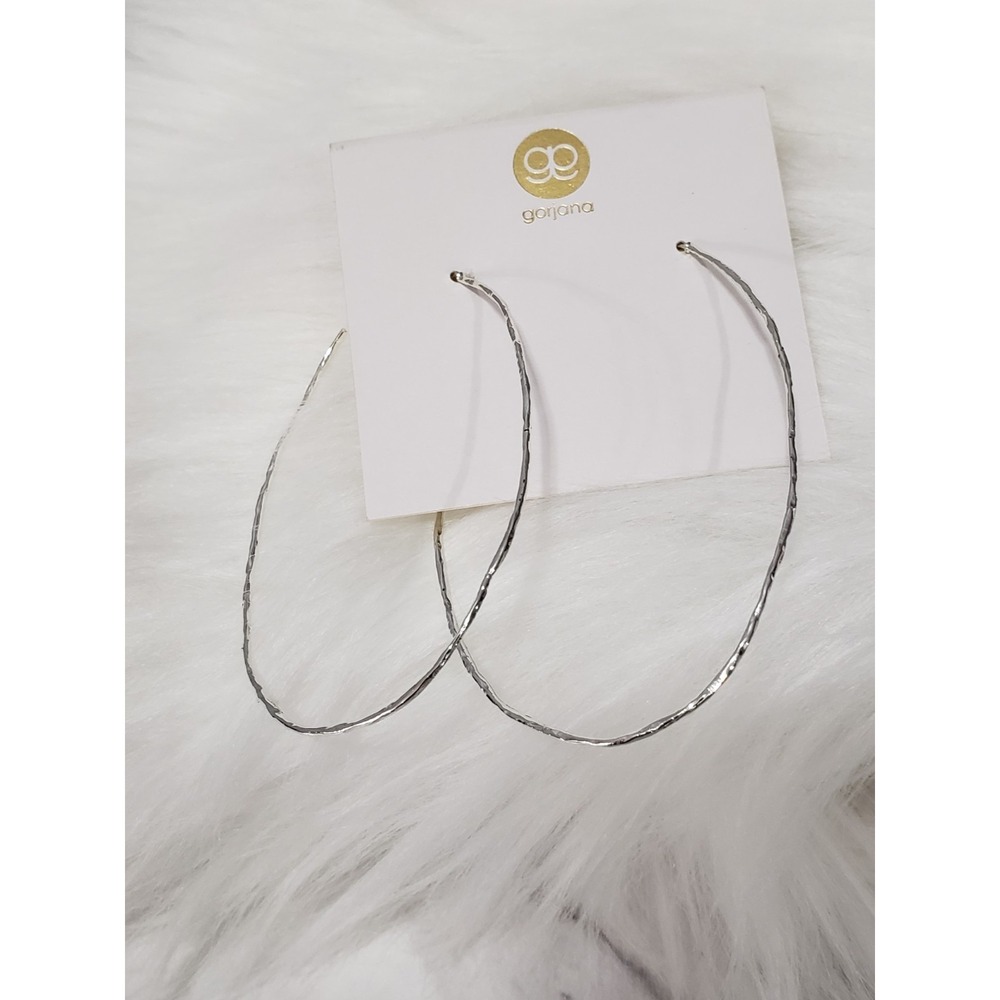 NEW GORJANA Harbour Oval Hoop Earrings Stud Large Dainty thin skinny hammered